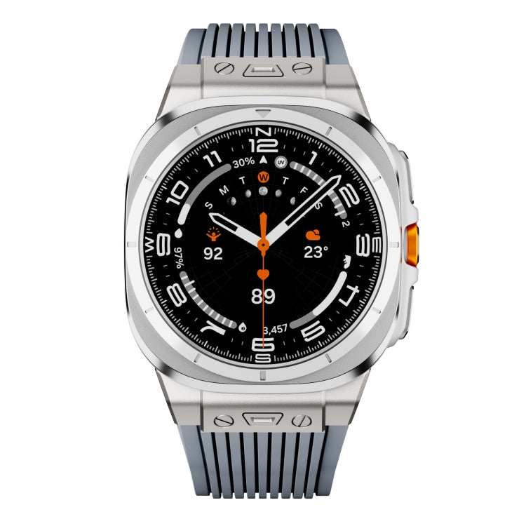 For Samsung Galaxy Watch Ultra 47mm / Ultra 2025 Titanium Connector Silver Buckle Silicone Watch Band