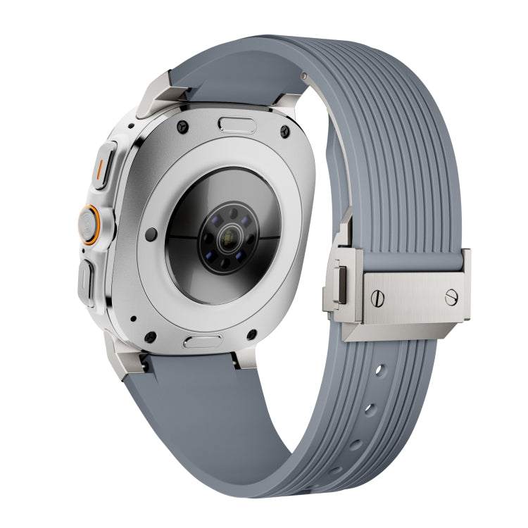 For Samsung Galaxy Watch Ultra 47mm / Ultra 2025 Titanium Connector Silver Buckle Silicone Watch Band