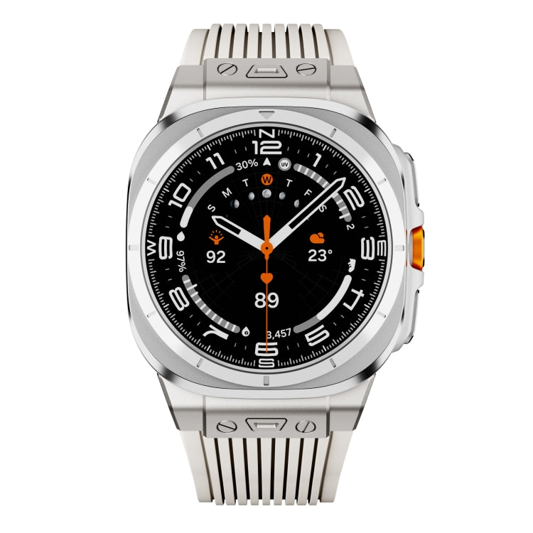 For Samsung Galaxy Watch Ultra 47mm / Ultra 2025 Titanium Connector Silver Buckle Silicone Watch Band