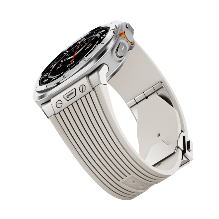 For Samsung Galaxy Watch Ultra 47mm / Ultra 2025 Titanium Connector Silver Buckle Silicone Watch Band