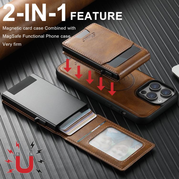 For Google Pixel 10 Pro XL Suteni H19 Oil Wax 2-in-1 MagSafe Removable Card Box Back Phone Case