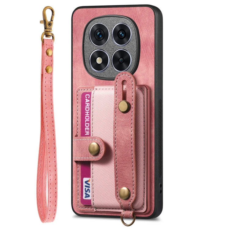 For Xiaomi Redmi Note 14 5G Retro Cross Wristband Wallet Leather Back Phone Case