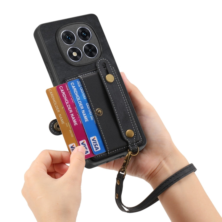 For Xiaomi Redmi Note 14 5G Retro Cross Wristband Wallet Leather Back Phone Case