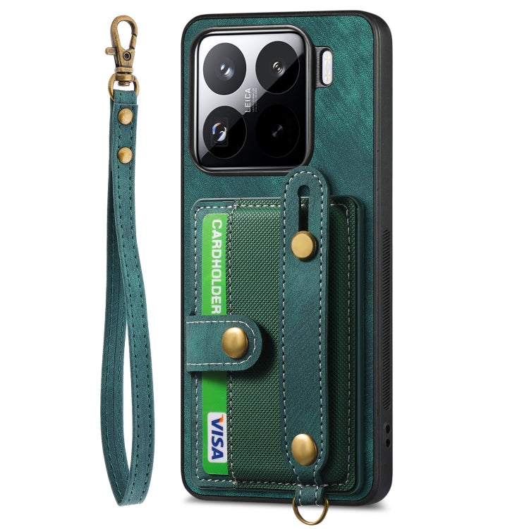 For Xiaomi 15 Retro Cross Wristband Wallet Leather Back Phone Case