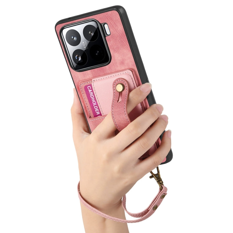 For Xiaomi 15 Retro Cross Wristband Wallet Leather Back Phone Case