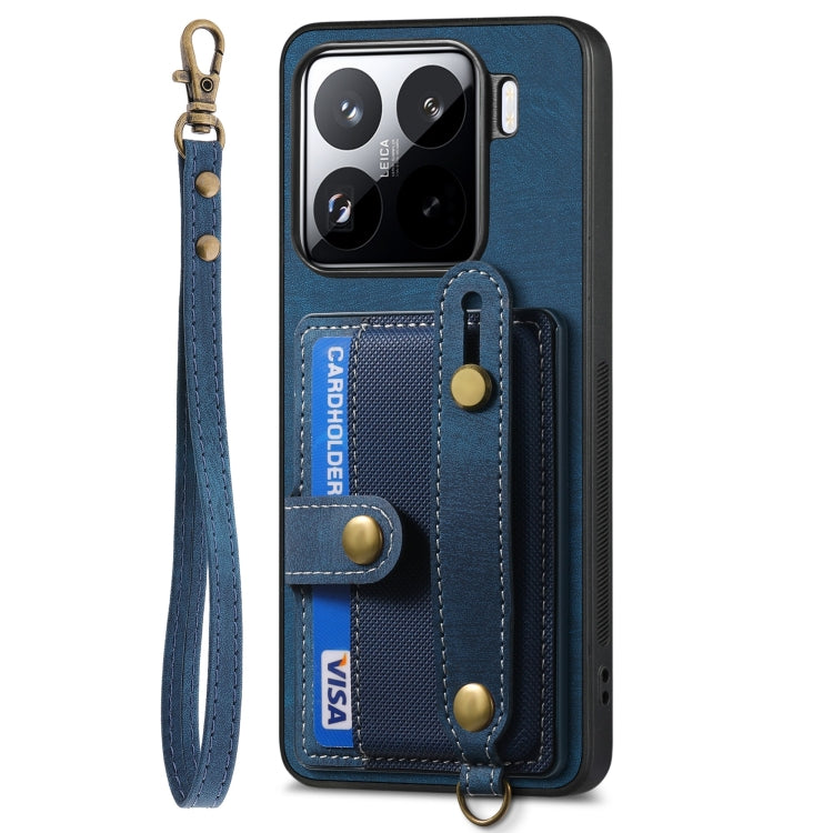 For Xiaomi 15 Retro Cross Wristband Wallet Leather Back Phone Case