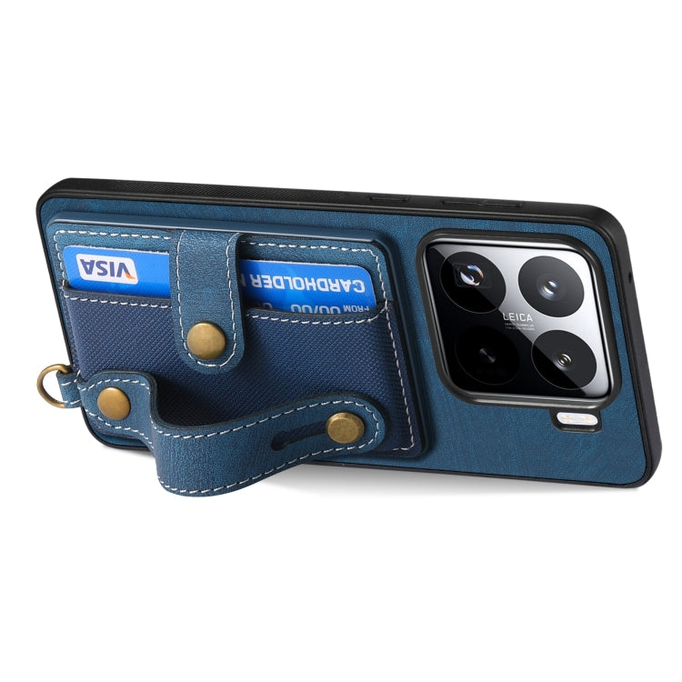 For Xiaomi 15 Retro Cross Wristband Wallet Leather Back Phone Case
