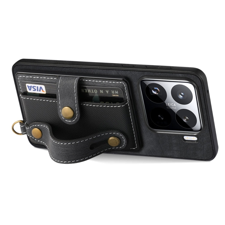 For Xiaomi 15 Retro Cross Wristband Wallet Leather Back Phone Case