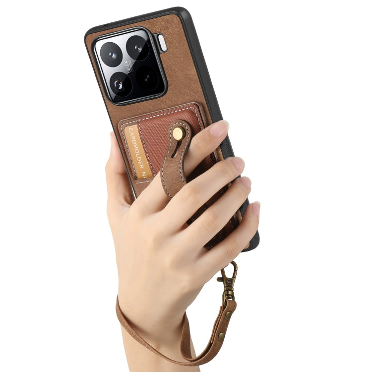 For Xiaomi 15 Pro Retro Cross Wristband Wallet Leather Back Phone Case