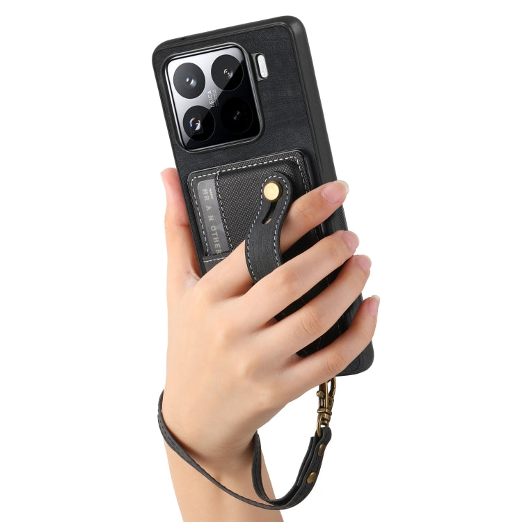 For Xiaomi 15 Pro Retro Cross Wristband Wallet Leather Back Phone Case