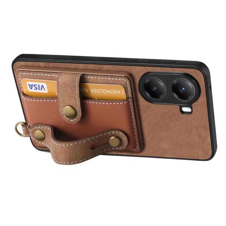 For Redmi Turbo 4 Retro Cross Wristband Wallet Leather Back Phone Case