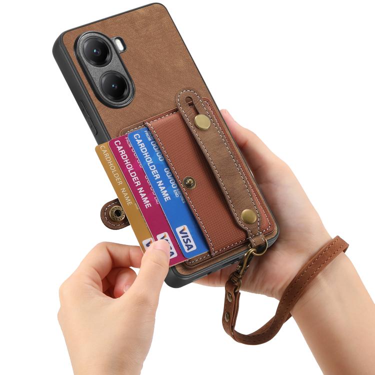 For Redmi Turbo 4 Retro Cross Wristband Wallet Leather Back Phone Case