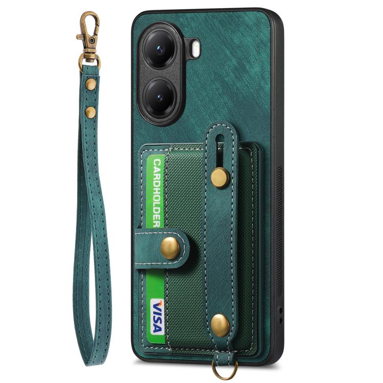 For Redmi Turbo 4 Retro Cross Wristband Wallet Leather Back Phone Case