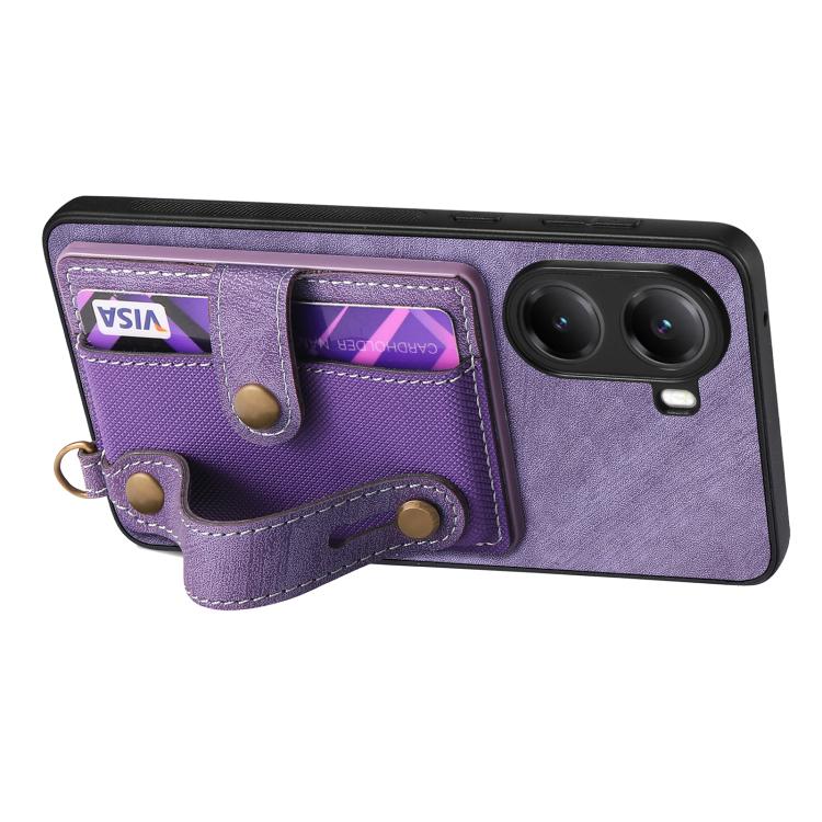 For Redmi Turbo 4 Retro Cross Wristband Wallet Leather Back Phone Case