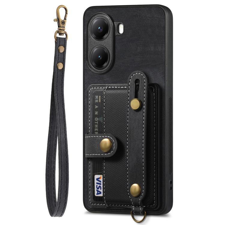 For Redmi Turbo 4 Retro Cross Wristband Wallet Leather Back Phone Case