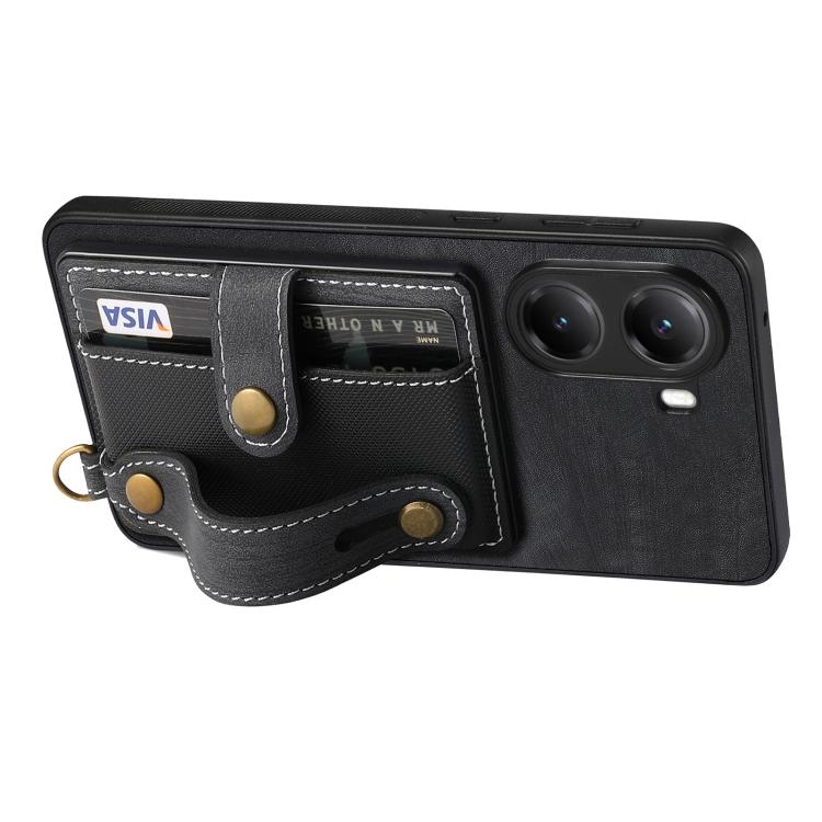 For Redmi Turbo 4 Retro Cross Wristband Wallet Leather Back Phone Case