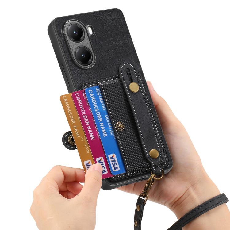 For Redmi Turbo 4 Retro Cross Wristband Wallet Leather Back Phone Case