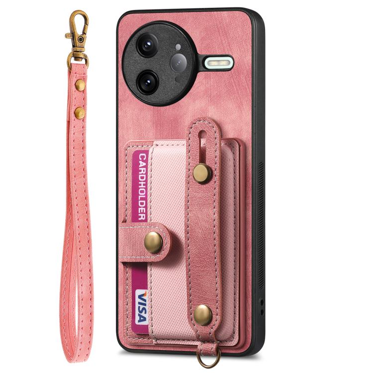 For Redmi K80 / Poco F7 Pro Retro Cross Wristband Wallet Leather Back Phone Case