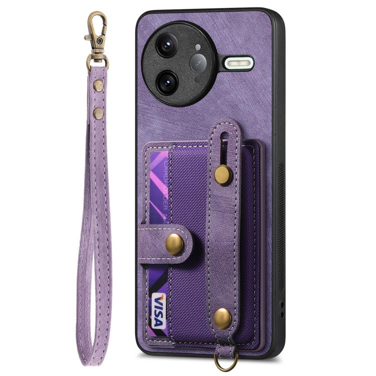 For Redmi K80 / Poco F7 Pro Retro Cross Wristband Wallet Leather Back Phone Case