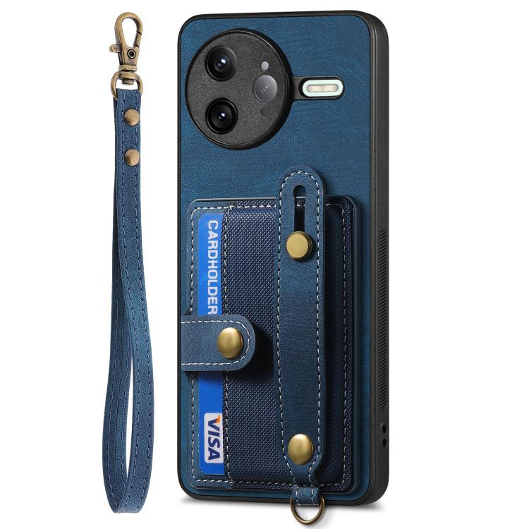 For Redmi K80 / Poco F7 Pro Retro Cross Wristband Wallet Leather Back Phone Case