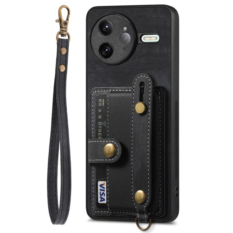 For Redmi K80 / Poco F7 Pro Retro Cross Wristband Wallet Leather Back Phone Case
