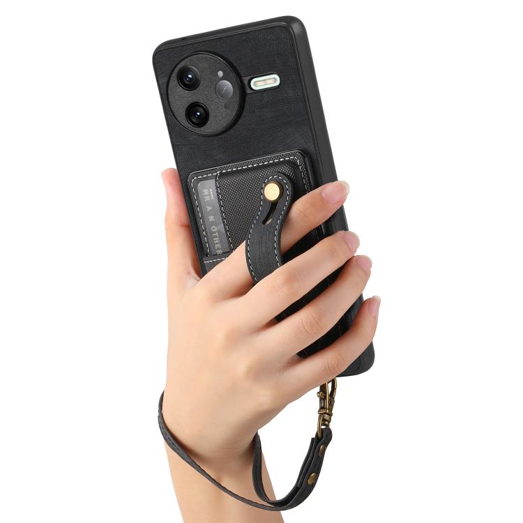 For Redmi K80 / Poco F7 Pro Retro Cross Wristband Wallet Leather Back Phone Case
