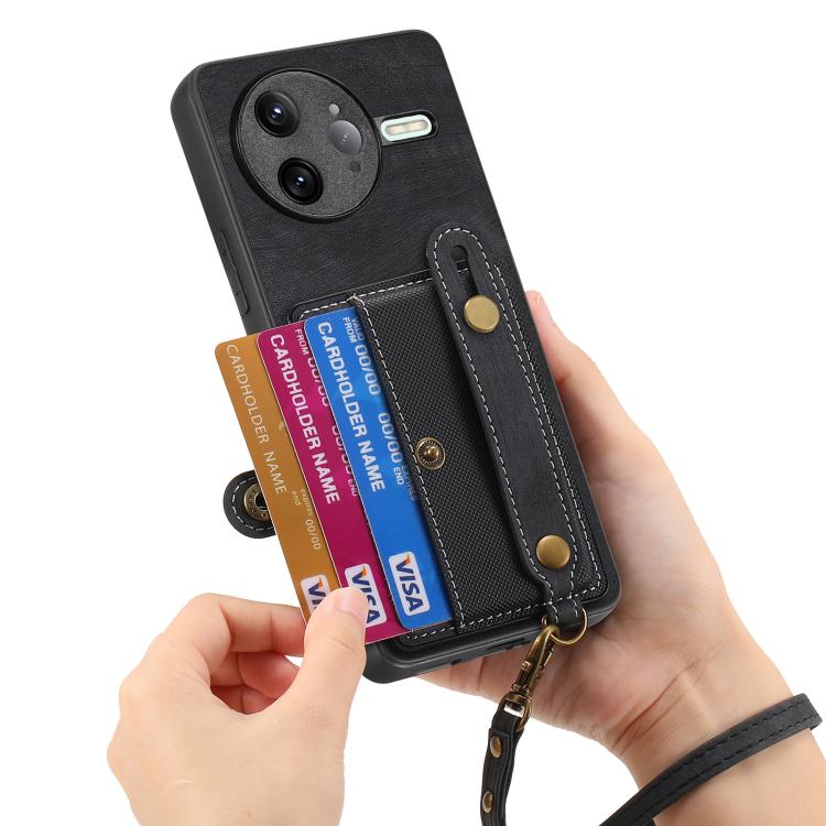 For Redmi K80 / Poco F7 Pro Retro Cross Wristband Wallet Leather Back Phone Case