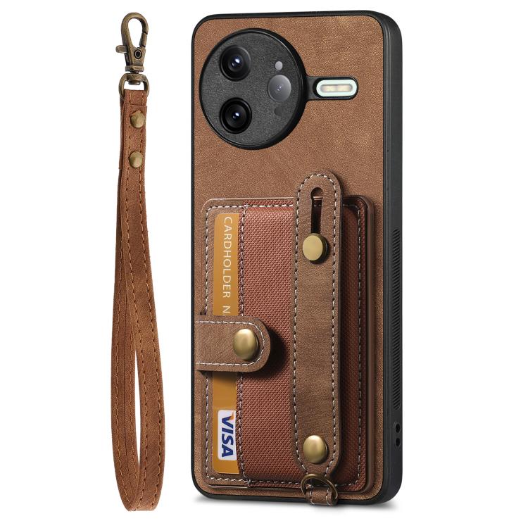 For Redmi K80 Pro / Poco F7 Ultra Retro Cross Wristband Wallet Leather Back Phone Case