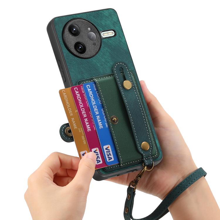 For Redmi K80 Pro / Poco F7 Ultra Retro Cross Wristband Wallet Leather Back Phone Case