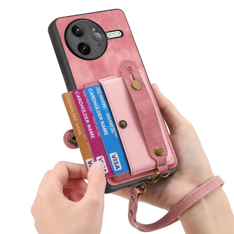 For Redmi K80 Pro / Poco F7 Ultra Retro Cross Wristband Wallet Leather Back Phone Case