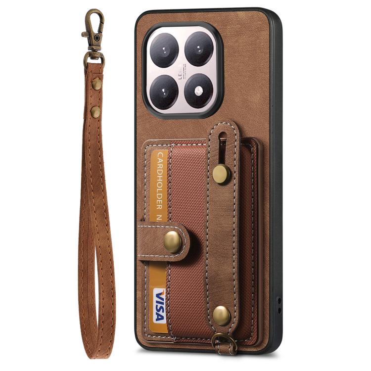 For Xiaomi 15T Retro Cross Wristband Wallet Leather Back Phone Case