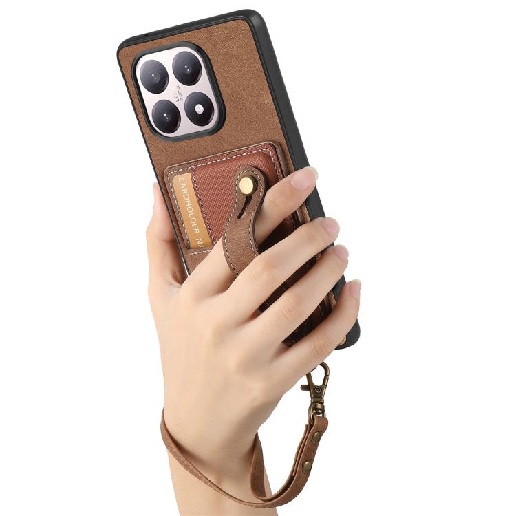 For Xiaomi 15T Retro Cross Wristband Wallet Leather Back Phone Case