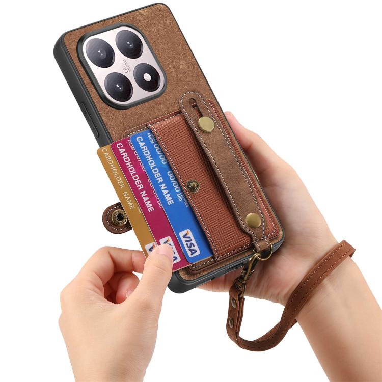 For Xiaomi 15T Retro Cross Wristband Wallet Leather Back Phone Case