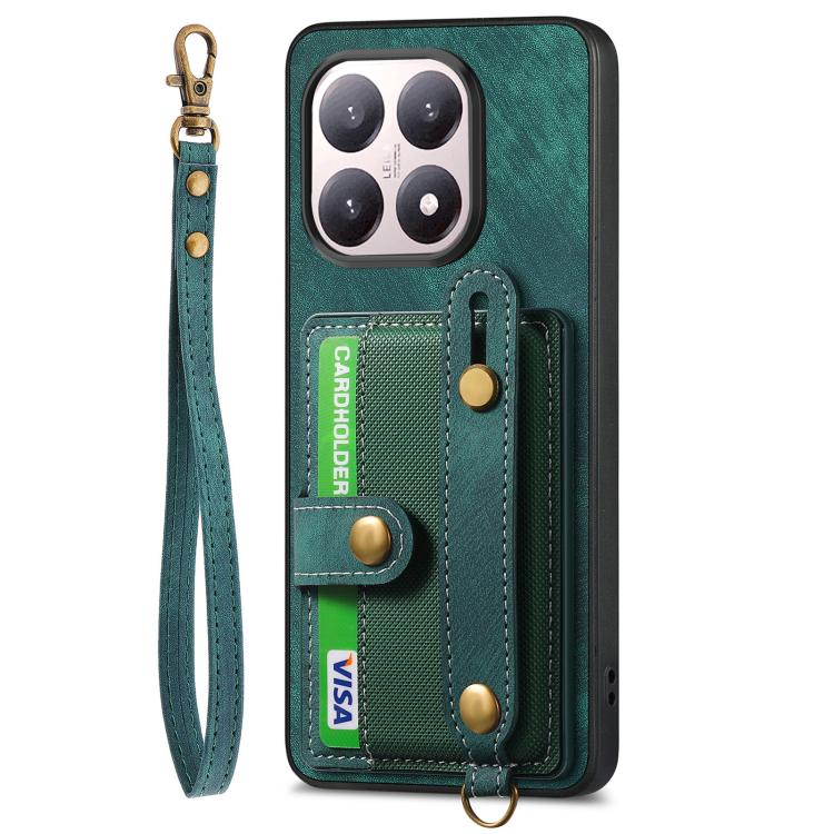 For Xiaomi 15T Retro Cross Wristband Wallet Leather Back Phone Case