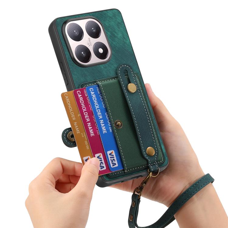 For Xiaomi 15T Retro Cross Wristband Wallet Leather Back Phone Case
