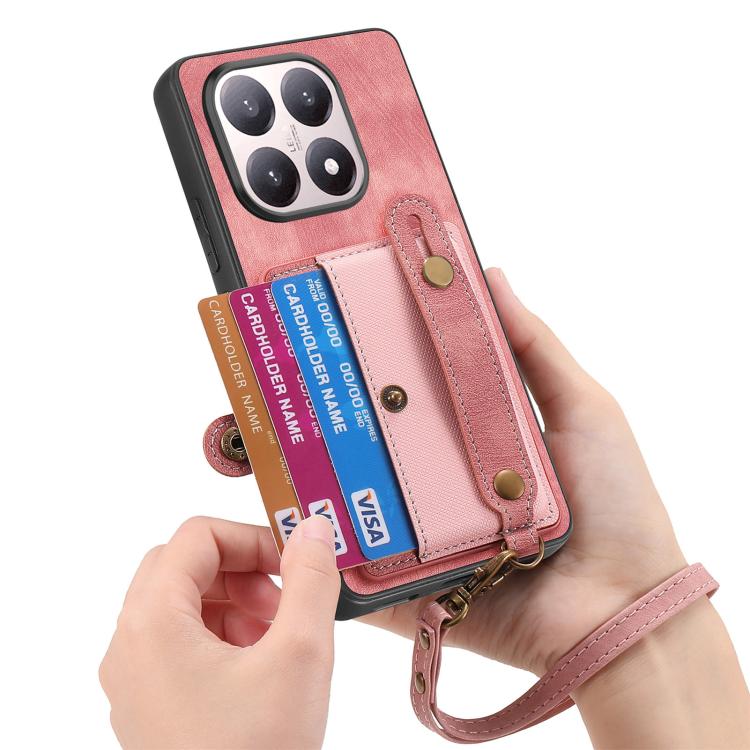 For Xiaomi 15T Retro Cross Wristband Wallet Leather Back Phone Case
