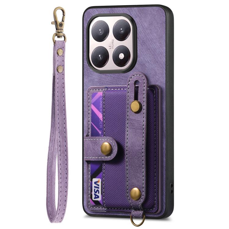 For Xiaomi 15T Retro Cross Wristband Wallet Leather Back Phone Case