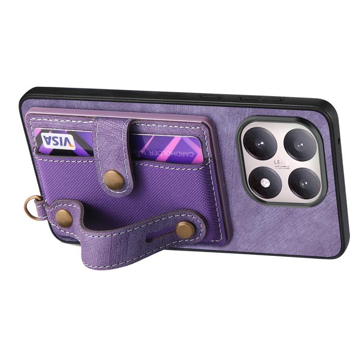 For Xiaomi 15T Retro Cross Wristband Wallet Leather Back Phone Case