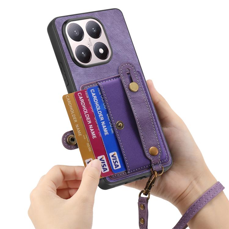 For Xiaomi 15T Retro Cross Wristband Wallet Leather Back Phone Case