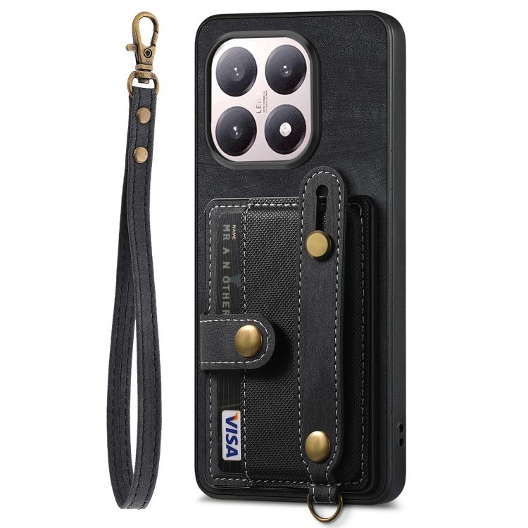 For Xiaomi 15T Retro Cross Wristband Wallet Leather Back Phone Case