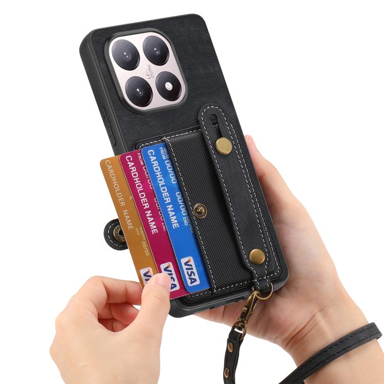 For Xiaomi 15T Retro Cross Wristband Wallet Leather Back Phone Case
