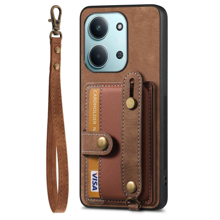 For Redmi 15C 5G / 4G Global 171mm Retro Cross Wristband Wallet Leather Back Phone Case