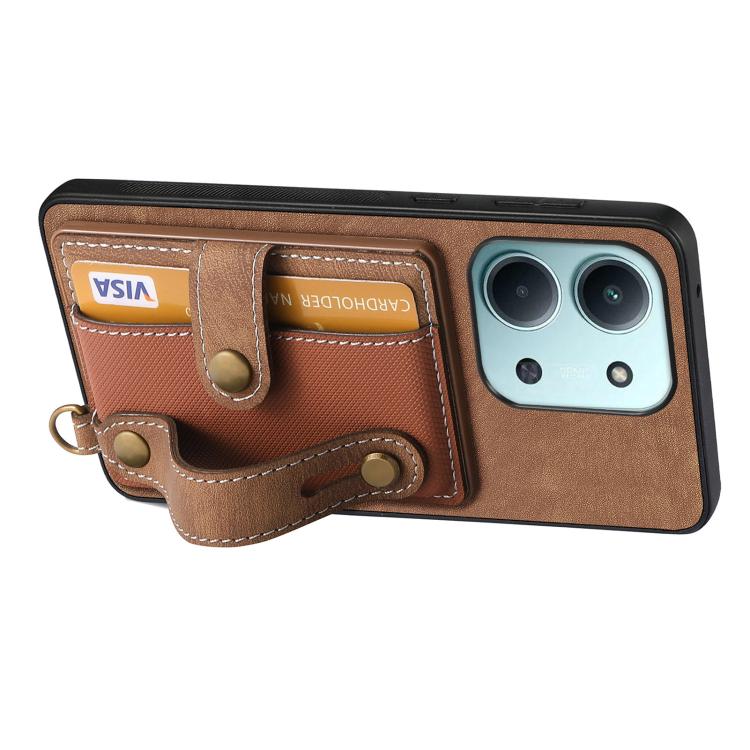 For Redmi 15C 5G / 4G Global 171mm Retro Cross Wristband Wallet Leather Back Phone Case