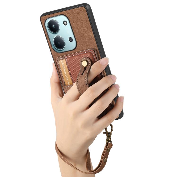 For Redmi 15C 5G / 4G Global 171mm Retro Cross Wristband Wallet Leather Back Phone Case