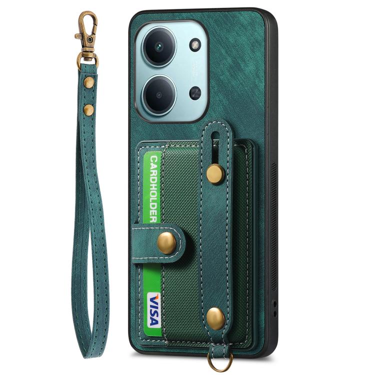 For Redmi 15C 5G / 4G Global 171mm Retro Cross Wristband Wallet Leather Back Phone Case