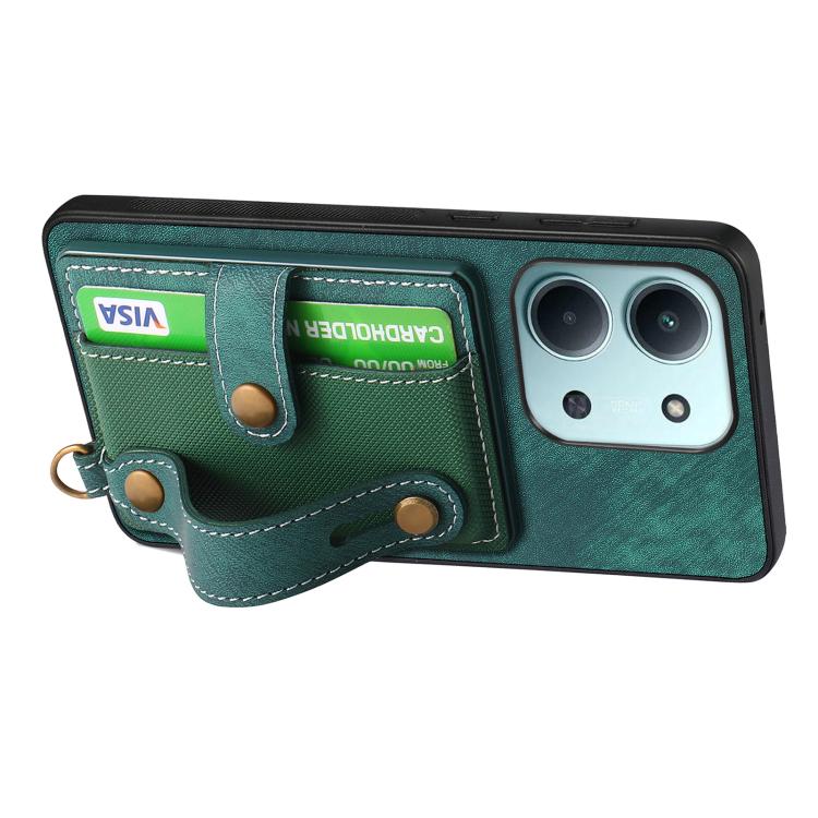 For Redmi 15C 5G / 4G Global 171mm Retro Cross Wristband Wallet Leather Back Phone Case