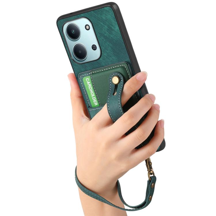 For Redmi 15C 5G / 4G Global 171mm Retro Cross Wristband Wallet Leather Back Phone Case