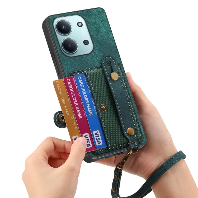 For Redmi 15C 5G / 4G Global 171mm Retro Cross Wristband Wallet Leather Back Phone Case