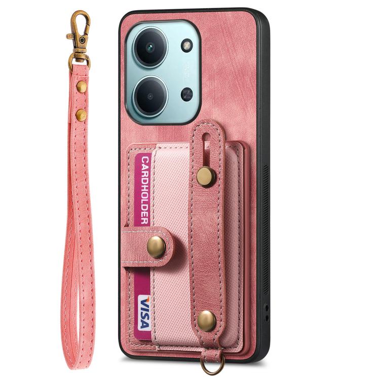 For Redmi 15C 5G / 4G Global 171mm Retro Cross Wristband Wallet Leather Back Phone Case