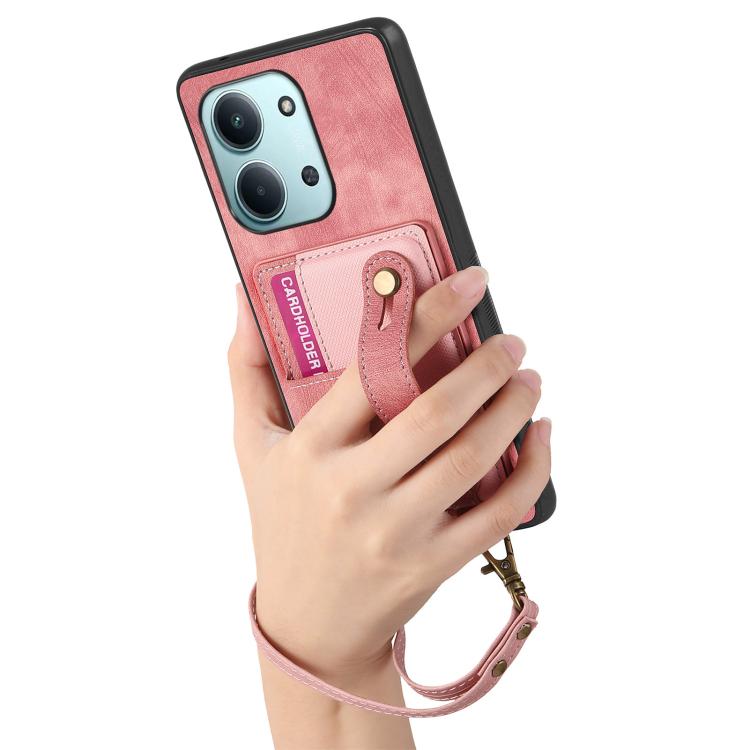 For Redmi 15C 5G / 4G Global 171mm Retro Cross Wristband Wallet Leather Back Phone Case